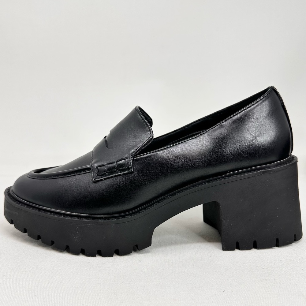Women's Black Loafer Heels - Picture 9 of 13